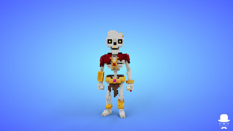 Voxel Skeleton Warrior 5 - 3D Fantasy Character Game Asset