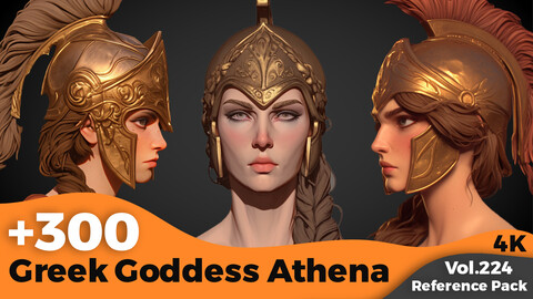 +300 Greek Goddess Athena Head Sculpt Reference (4k)