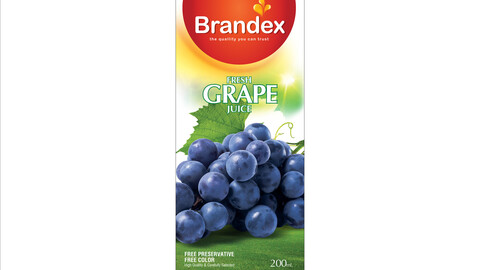 Brandex Juice Collection – Grape, Orange, Peach, and Pomegranate Packaging Design (EPS)