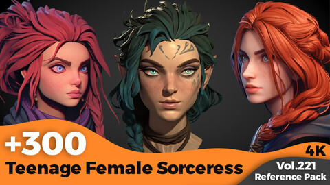 +300 Teenage Female Sorceress Head Sculpt Reference (4k)