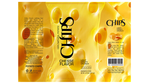 Cheese & Ketchup Burst Chips Packaging EPS: Bold Yellow & Red