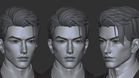 Asian Male handsome goodlooking guy Head bust  HighPoly Fantasy anatomy man young zbrush human face fantasy brows eyelash eye