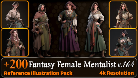 200 Fantasy Female Mentalist Reference Pack | 4K | v.164