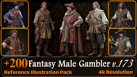 200 Fantasy Male Gambler Reference Pack | 4K | v.173