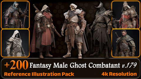 200 Fantasy Male Ghost Combatant Reference Pack | 4K | v.179