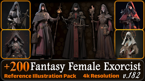 200 Fantasy Female Exorcist Reference Pack | 4K | v.182