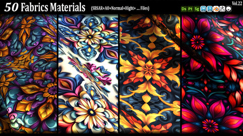 50 Fabric Materials (SBSAR+AO+NRM+Hight+...) Vol22