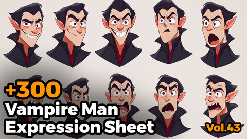 +300 Vampire Male Expression Sheet(4k)