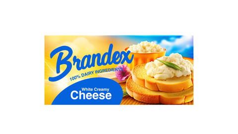 Brandex White Creamy Cheese – Smooth and Fresh Packaging Design (EPS File)