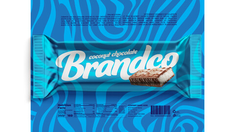 Brandex Coconut Chocolate Bar – Exotic and Creamy Packaging Design (EPS File)