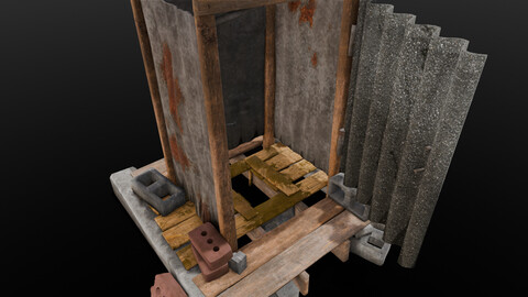 Old Rusted Toilet 3D model