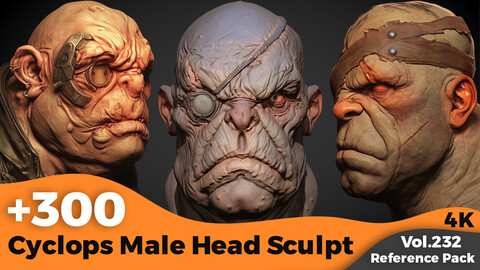 +300 Cyclops Male Head Sculpt Reference (4k)