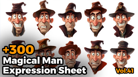 +300 Magical Male Expression Sheet (4k)