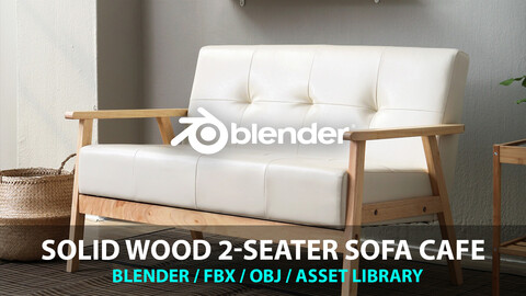 Solid Wood 2-seater Sofa Cafe