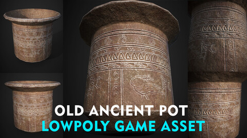 old ancient pot lowpoly game asset