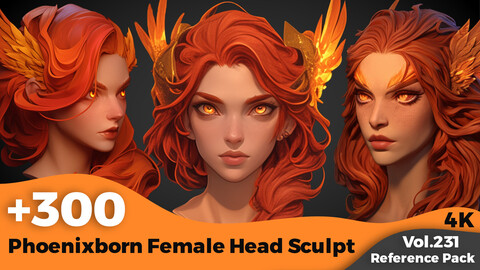 +300 Phoenixborn Female Head Sculpt Reference (4k)