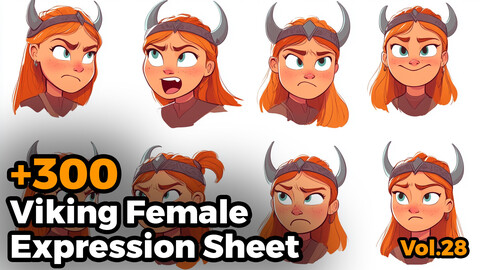 +300 Viking Female Expression Sheet(4k)