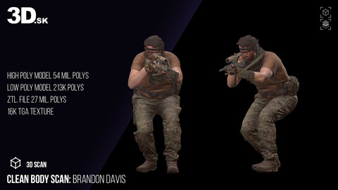 Clean Body 3D Scan | Brandon Davis Army Sniper