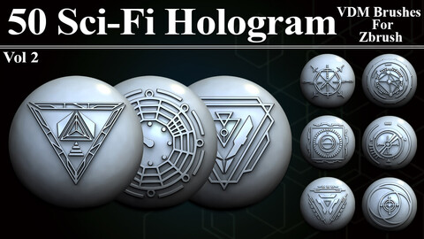 50 Sci -Fi Hologram VDM Brushes for Zbrush Vol 2