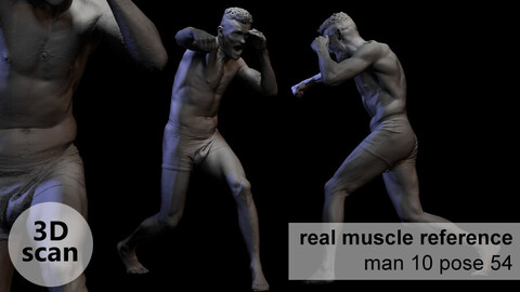 3D scan real muscle anatomy Man 10 pose 54