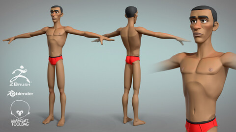 Cartoon male character Maurice base mesh game ready