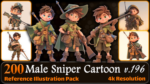 200 Male Sniper Cartoon (Full Body) Reference Pack | 4K | v.196