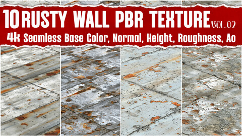 Rusty Wall VOL.02| Seamless PNG PBR Textures