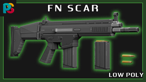 Stylized FN SCAR low poly (Modular + Textures)