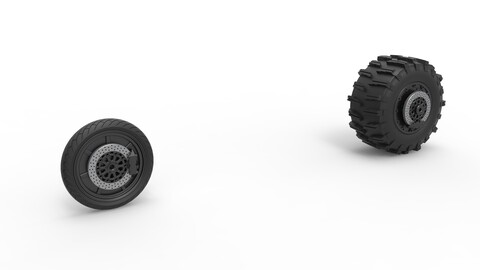 3D printable Wheel Set of Top fuel Dirt dragster motorcycle Scale 1:25