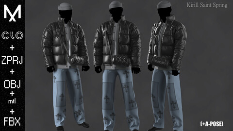 URBAN OUTFIT Marvelous designer/Clo3d OBJ mtl FBX ZPRJ  + A-POSE