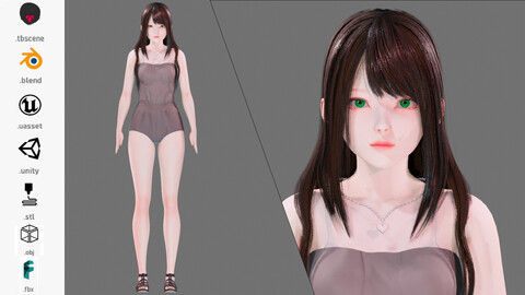 Casual Clothing 0007 - UE5 - Unity - Blender - Animated - Realistic Female Character