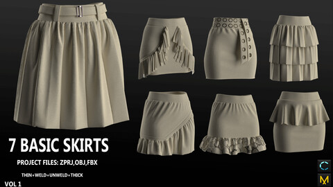 Basic skirts(ZPRJ+OBJ+FBX)