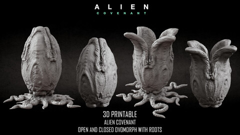 3D PRINTABLE ALIEN COVENANT OPEN AND CLOSED EGGS FOUR PACK