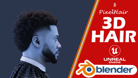 PixelHair Hairstyle - Chadwick Boseman Mohawk Afro 014(Hair for blender/ unreal engine / metahuman) Afro hair | Kinky hair | 4c Hair | African / African American Hair