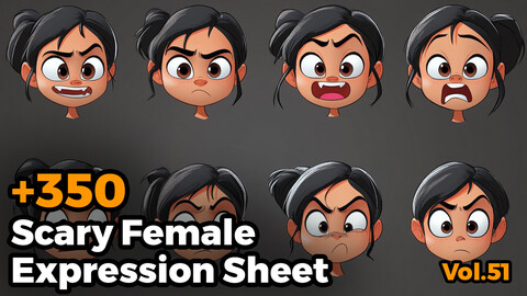 +300 Scary Female Expression Sheet(4k)