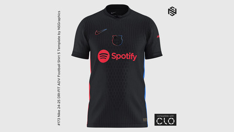 Nike 24-25 DRI-FIT ADV Football Shirt 5 Template for CLO 3D & Marvelous Designer