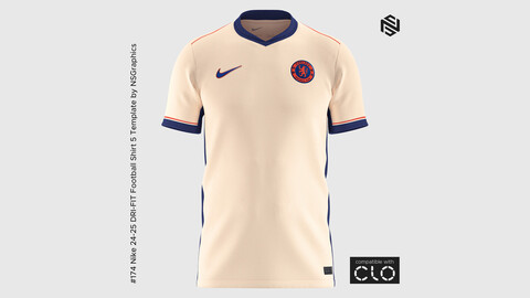 Nike 24-25 DRI-FIT Football Shirt 5 Template for CLO 3D & Marvelous Designer