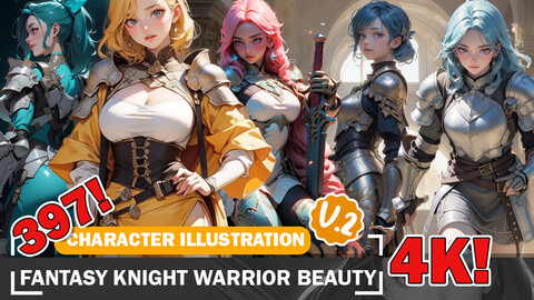 397 Fantasy Knight Warrior Beauties Armored Warriors Diverse Outfits and Reference Art V2 4K