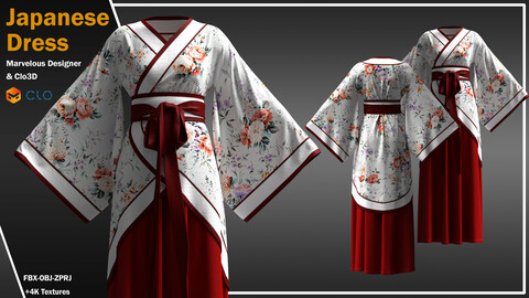 Japanese Dress (ZPRJ, FBX, OBJ, DXF, PDF)