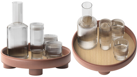 round platform tray with ripple carafe water