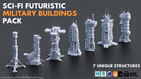 Sci-Fi Futuristic Military Buildings Pack