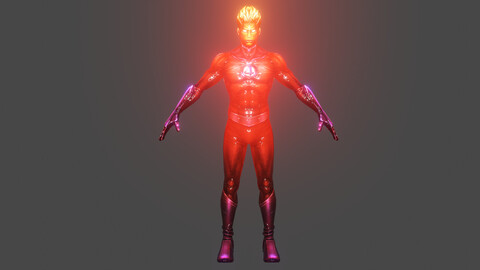 Human Torch Low-poly | Rigged 3D model