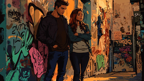 Urban Grit: Defiant Duo in the Alleyway 10