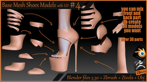 Base Mesh Shoes models #4