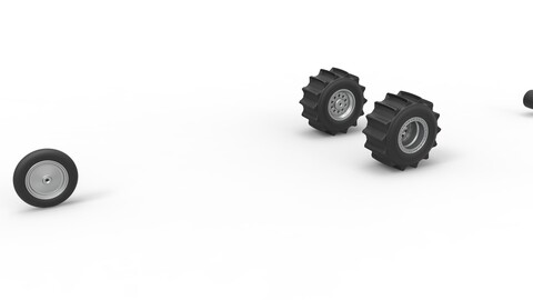 3D printable Wheel Set of Top fuel Dirt dragster trike Sale 1:25