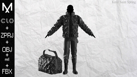 LV PUFFER  Marvelous designer/Clo3d OBJ mtl FBX ZPRJ (A-POSE)+BAG