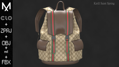 Backpack #7  Marvelous designer/Clo3d OBJ mtl FBX ZPRJ