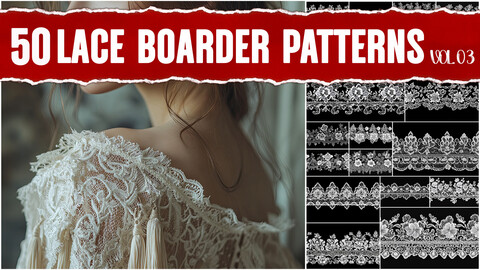 Lace Boarder VOL.03|4K PNG Black & White Lace Patterns