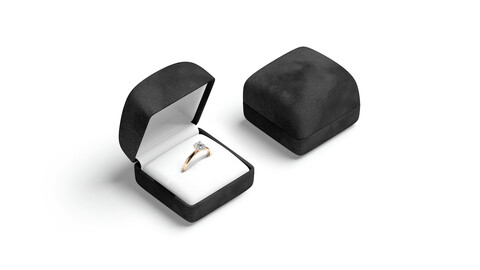 Black Wedding Ring Box Set - opened and closed jewelry box