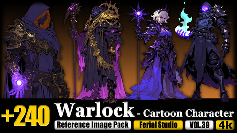 240 Warlock - Cartoon Character Reference Image Pack v.39 |4K|